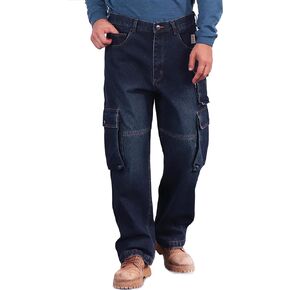 BOCOMAL FR Jeans Cargo Utility 8 Pockets Prewashed NFPA2112 CAT2 Flame Resistant/Fire Retardant FR Pants for Men