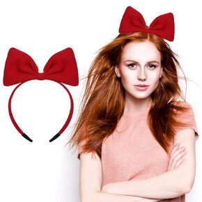WLLHYF غطاء رأس على شكل فيونكة للنساء والفتيات في عيد الحب وعيد الميلاد وعقدة شعر حمراء على شكل فيونكة وإكسسوارات شعر مثالية للحفلات والحفلات التنكرية (عبوة واحدة باللون الأحمر)