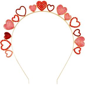 CUBACO 4 قطع عصابات رأس عيد الحب للنساء، عصابات رأس على شكل قلب، عصابات رأس قلوب حمراء لامعة للنساء، حلقة شعر حمراء في عيد الحب، إكسسوارات شعر لعيد الحب للنساء، هدايا عيد جالنتين لها in Kuwait
