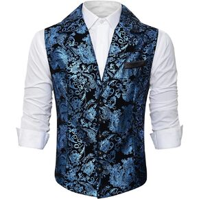 Thopil Men's Victorian steampunk Gothic Vest Party Nightclub Stylish Floral Waistcoat in Kuwait