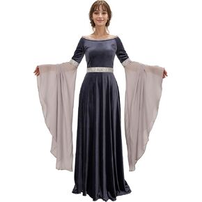 daizbella Renaissance Dress Women Retro Velvet Gown Medieval Costume Handmade Fantasy Medieval Dress in Kuwait