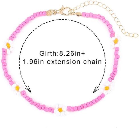 Obmyec Handmade Beaded Anklet Colored Flower Foot Chain Boho Ankle Bracelet Extension Ankle Accessories Sea Foot Slave Chain Jewelry for Women and Girls in Saudi Arabia