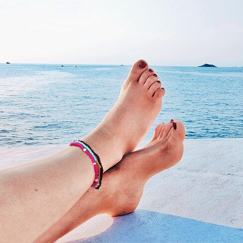 Subiceto 36Pcs Beaded Anklets for Women Teens Handmade African Elastic Beaded Anklet Multicolor Boho Layered Beads Ankle Bracelets Set Adjustable Colorful Stretch Summer Foot Jewelry, Plastic, no in Kuwait