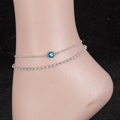 kelistom Gold Anklet for Women Girls, 18K Gold Silver Plated Tennis Beaded Chain Ankle Bracelets for Women Foot Jewelry in Kuwait