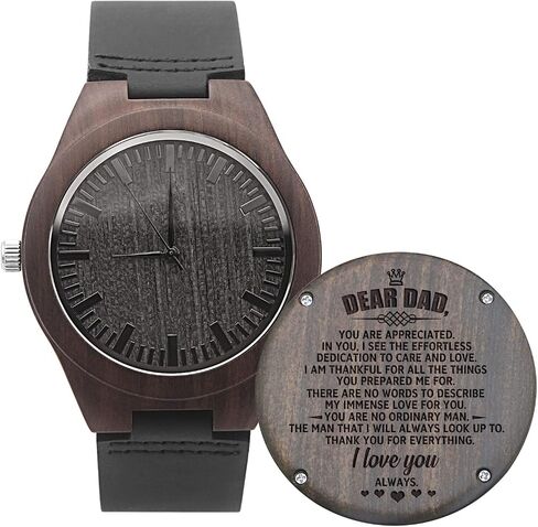 UFOORO Engraved Wooden Watches for Men, Natural Wood Watch Personalized Gifts Customized Watch for Dad Son Husband Birthday Wedding Anniversary Graduation Christmas… in Kuwait
