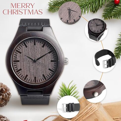 UFOORO Engraved Wooden Watches for Men, Natural Wood Watch Personalized Gifts Customized Watch for Dad Son Husband Birthday Wedding Anniversary Graduation Christmas… in Kuwait