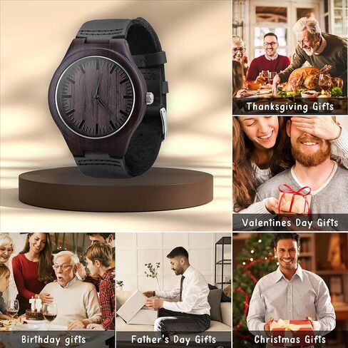 UFOORO Engraved Wooden Watches for Men, Natural Wood Watch Personalized Gifts Customized Watch for Dad Son Husband Birthday Wedding Anniversary Graduation Christmas… in Kuwait
