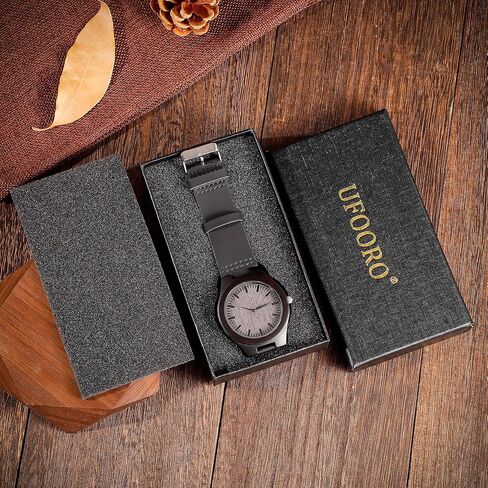 UFOORO Engraved Wooden Watches for Men, Natural Wood Watch Personalized Gifts Customized Watch for Dad Son Husband Birthday Wedding Anniversary Graduation Christmas… in Kuwait