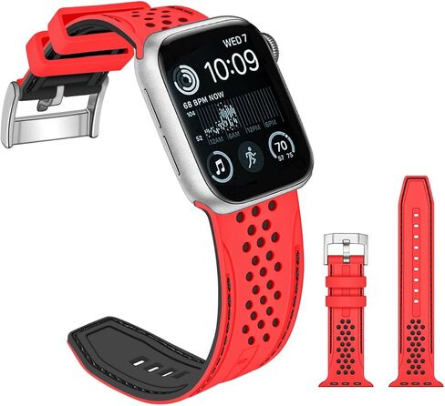 ABNUSR Silicone Rubber Bands for Apple Watch Sport Band 9 8 7 6 5 4 3 2 1 SE SE2 Ultra 2 Two Layers Rally Racing Stitch Sport Watch Straps Compatible iWatch Bands 38mm 40mm 41mm 42mm 44mm 45mm 49mm in Saudi Arabia