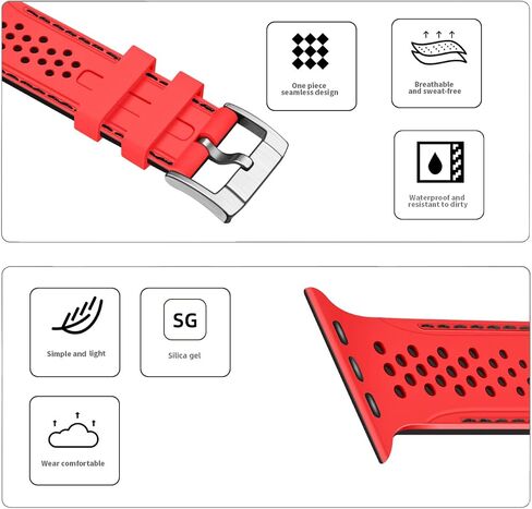 ABNUSR Silicone Rubber Bands for Apple Watch Sport Band 9 8 7 6 5 4 3 2 1 SE SE2 Ultra 2 Two Layers Rally Racing Stitch Sport Watch Straps Compatible iWatch Bands 38mm 40mm 41mm 42mm 44mm 45mm 49mm in Saudi Arabia
