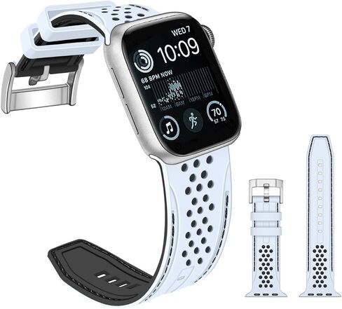 ABNUSR Silicone Rubber Bands for Apple Watch Sport Band 9 8 7 6 5 4 3 2 1 SE SE2 Ultra 2 Two Layers Rally Racing Stitch Sport Watch Straps Compatible iWatch Bands 38mm 40mm 41mm 42mm 44mm 45mm 49mm in Saudi Arabia