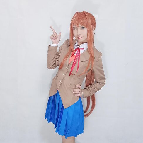 Alyfyto Monika Cosplay Costume,Yuri Ddlc Cosplay,Sayori Cosplay,Women's Anime School Uniform Full Set in Saudi Arabia