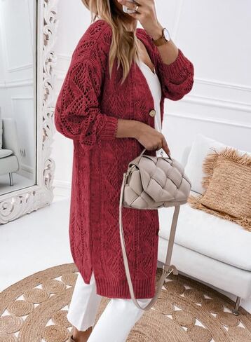 SHEWIN Women's Cardigan Sweaters Casual Lightweight Long Sleeve Open Front Crochet Cardigans Sweater in Kuwait