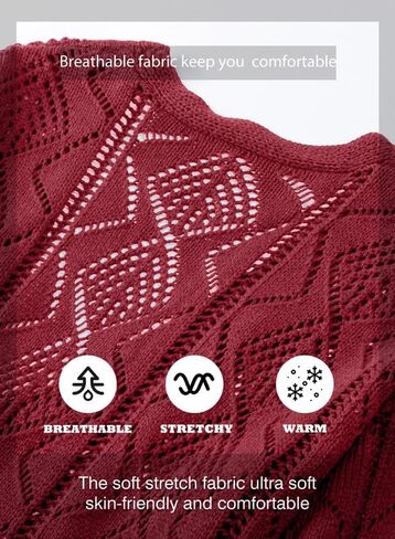 SHEWIN Women's Cardigan Sweaters Casual Lightweight Long Sleeve Open Front Crochet Cardigans Sweater in Kuwait