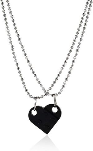 الملونة بلينغ 2PCS الطوب الحب على شكل قلب قلادة قلادة مجموعة عناصر للأزواج عشاق مطابقة بناء كتلة الطوب مجموعات له صداقتها الإبداعية عيد الحب BFF المجوهرات in Kuwait