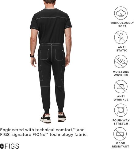 بنطال FIGS Tansen Cargo Jogger Scrub للرجال - مقاس كلاسيكي، 8 جيوب، مطاط في 4 اتجاهات، مضاد للتجاعيد - حصريًا لأمازون in Kuwait