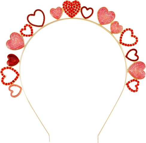 CUBACO 4 قطع عصابات رأس عيد الحب للنساء، عصابات رأس على شكل قلب، عصابات رأس قلوب حمراء لامعة للنساء، حلقة شعر حمراء في عيد الحب، إكسسوارات شعر لعيد الحب للنساء، هدايا عيد جالنتين لها in Kuwait