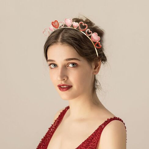 CUBACO 4 قطع عصابات رأس عيد الحب للنساء، عصابات رأس على شكل قلب، عصابات رأس قلوب حمراء لامعة للنساء، حلقة شعر حمراء في عيد الحب، إكسسوارات شعر لعيد الحب للنساء، هدايا عيد جالنتين لها in Kuwait