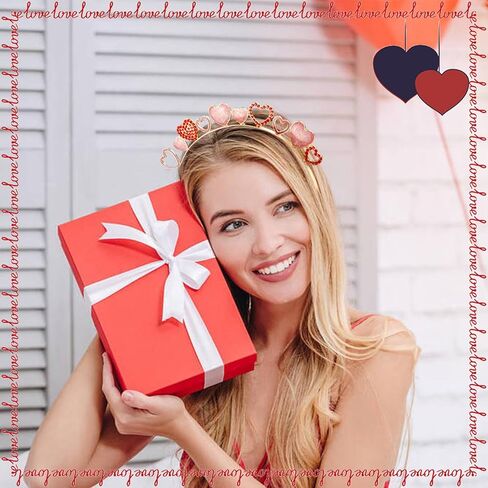 CUBACO 4 قطع عصابات رأس عيد الحب للنساء، عصابات رأس على شكل قلب، عصابات رأس قلوب حمراء لامعة للنساء، حلقة شعر حمراء في عيد الحب، إكسسوارات شعر لعيد الحب للنساء، هدايا عيد جالنتين لها in Kuwait