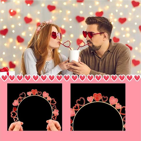 CUBACO 4 قطع عصابات رأس عيد الحب للنساء، عصابات رأس على شكل قلب، عصابات رأس قلوب حمراء لامعة للنساء، حلقة شعر حمراء في عيد الحب، إكسسوارات شعر لعيد الحب للنساء، هدايا عيد جالنتين لها in Kuwait