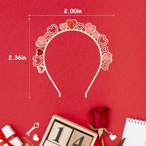 CUBACO 4 قطع عصابات رأس عيد الحب للنساء، عصابات رأس على شكل قلب، عصابات رأس قلوب حمراء لامعة للنساء، حلقة شعر حمراء في عيد الحب، إكسسوارات شعر لعيد الحب للنساء، هدايا عيد جالنتين لها in Kuwait
