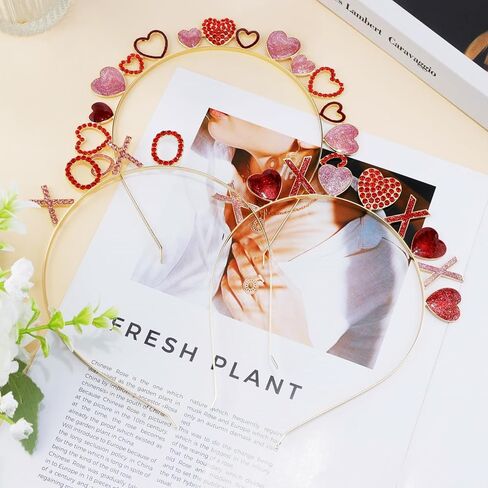 CUBACO 4 قطع عصابات رأس عيد الحب للنساء، عصابات رأس على شكل قلب، عصابات رأس قلوب حمراء لامعة للنساء، حلقة شعر حمراء في عيد الحب، إكسسوارات شعر لعيد الحب للنساء، هدايا عيد جالنتين لها in Kuwait