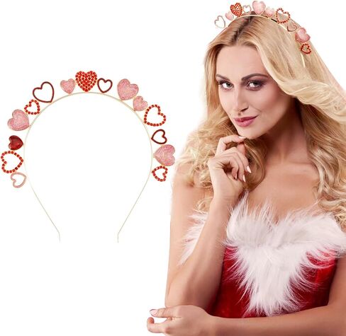 CUBACO 4 قطع عصابات رأس عيد الحب للنساء، عصابات رأس على شكل قلب، عصابات رأس قلوب حمراء لامعة للنساء، حلقة شعر حمراء في عيد الحب، إكسسوارات شعر لعيد الحب للنساء، هدايا عيد جالنتين لها in Kuwait