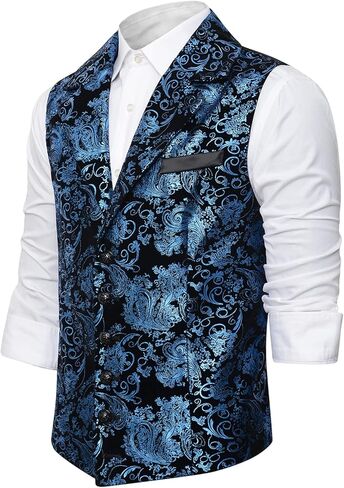Thopil Men's Victorian steampunk Gothic Vest Party Nightclub Stylish Floral Waistcoat in Kuwait