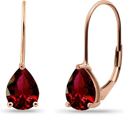 Earrings for Women, Birthstone Earrings, 8x6mm Pear Genuine or Synthetic Gemstone, Leverback Earrings, Teardrop Earrings, Huggie Earrings, Drop Earrings, Dangle Earrings, Silver Earrings or Gold Flash in Kuwait