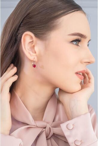 Earrings for Women, Birthstone Earrings, 8x6mm Pear Genuine or Synthetic Gemstone, Leverback Earrings, Teardrop Earrings, Huggie Earrings, Drop Earrings, Dangle Earrings, Silver Earrings or Gold Flash in Kuwait