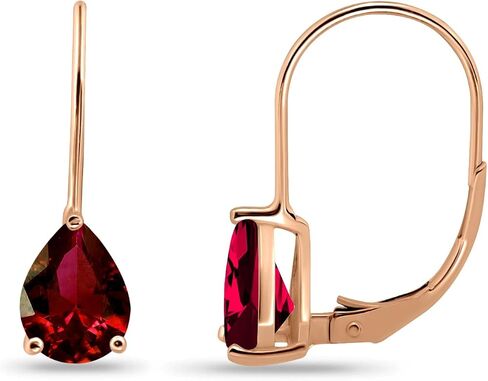 Earrings for Women, Birthstone Earrings, 8x6mm Pear Genuine or Synthetic Gemstone, Leverback Earrings, Teardrop Earrings, Huggie Earrings, Drop Earrings, Dangle Earrings, Silver Earrings or Gold Flash in Kuwait