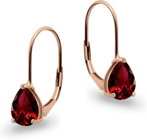 Earrings for Women, Birthstone Earrings, 8x6mm Pear Genuine or Synthetic Gemstone, Leverback Earrings, Teardrop Earrings, Huggie Earrings, Drop Earrings, Dangle Earrings, Silver Earrings or Gold Flash in Kuwait