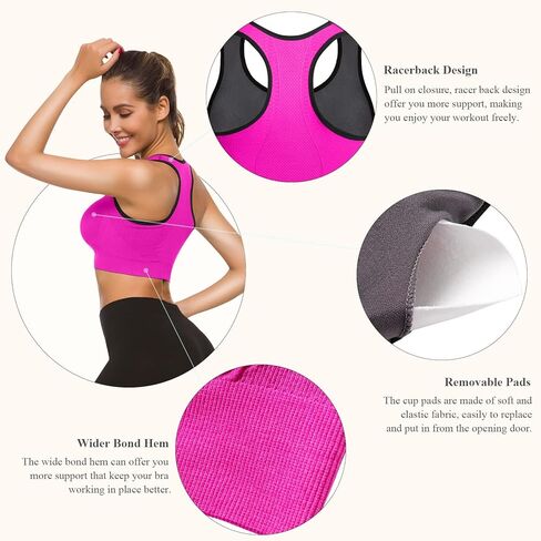 حمالات صدر رياضية من TOBWIZU Racerback للنساء حمالات صدر رياضية متعددة الطبقات بدون خياطة لصالة الألعاب الرياضية واللياقة البدنية مبطنة للتمرين والنوم اليومي in Kuwait
