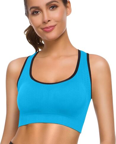 حمالات صدر رياضية من TOBWIZU Racerback للنساء حمالات صدر رياضية متعددة الطبقات بدون خياطة لصالة الألعاب الرياضية واللياقة البدنية مبطنة للتمرين والنوم اليومي in Kuwait