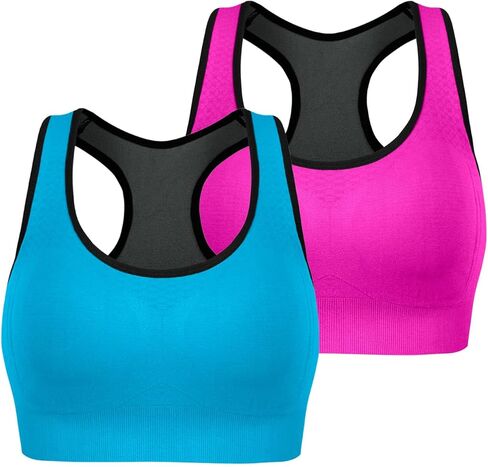 حمالات صدر رياضية من TOBWIZU Racerback للنساء حمالات صدر رياضية متعددة الطبقات بدون خياطة لصالة الألعاب الرياضية واللياقة البدنية مبطنة للتمرين والنوم اليومي in Kuwait