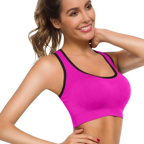 حمالات صدر رياضية من TOBWIZU Racerback للنساء حمالات صدر رياضية متعددة الطبقات بدون خياطة لصالة الألعاب الرياضية واللياقة البدنية مبطنة للتمرين والنوم اليومي in Kuwait