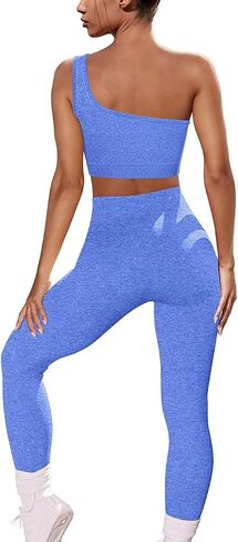 OYS Workout Sets for Women 2 Piece Seamless High Waist Running Leggings Yoga Gym One Shoulder Sports Bra Outfits in Saudi Arabia