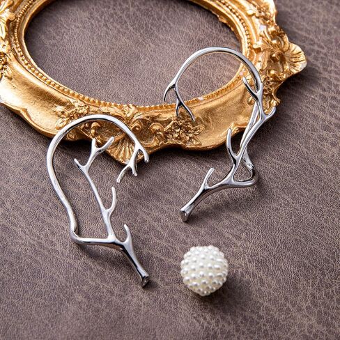 LOREMOW أقراط الأذن كليب للنساء الفتيات الغزلان قرن الوعل الأذن الأصفاد غير ثقب الأذن التفاف فرع الأذن الأصفاد أقراط in Kuwait