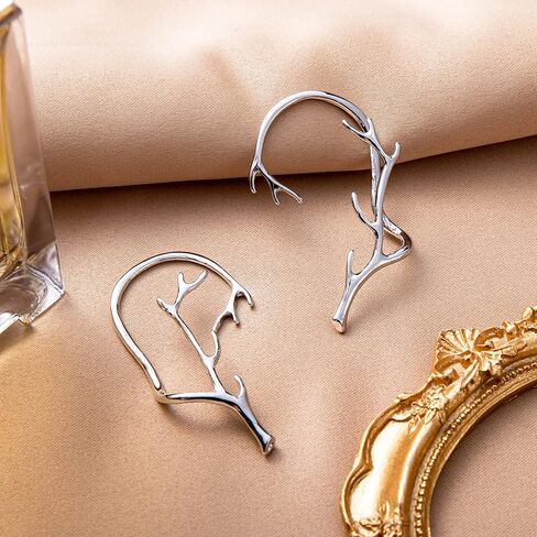 LOREMOW أقراط الأذن كليب للنساء الفتيات الغزلان قرن الوعل الأذن الأصفاد غير ثقب الأذن التفاف فرع الأذن الأصفاد أقراط in Kuwait