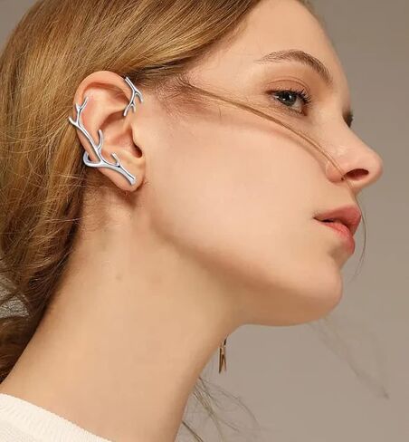 LOREMOW أقراط الأذن كليب للنساء الفتيات الغزلان قرن الوعل الأذن الأصفاد غير ثقب الأذن التفاف فرع الأذن الأصفاد أقراط in Kuwait
