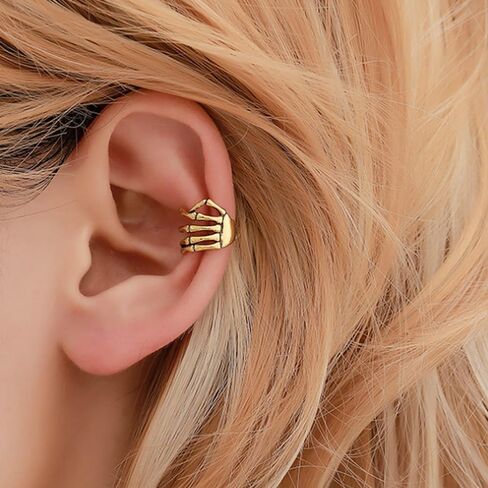 Hand Skeleton Ear Cuff Earrings for Women Fashion Punk Bones of Hand Non-Piercing Cuff Earrings Party Accessories in Saudi Arabia