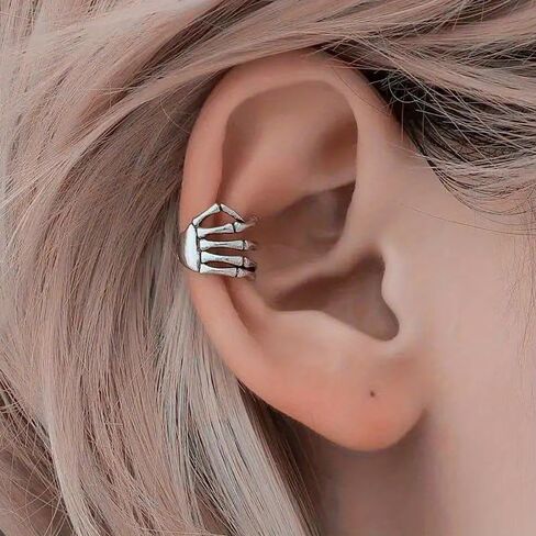 Hand Skeleton Ear Cuff Earrings for Women Fashion Punk Bones of Hand Non-Piercing Cuff Earrings Party Accessories in Saudi Arabia