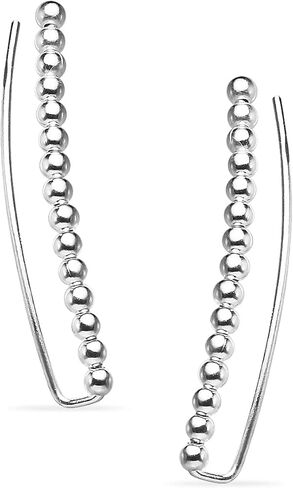 Silverline Jewelry 925 Sterling Silver High Polished Beaded Crawler Climber Ear Cuff Earrings in Kuwait