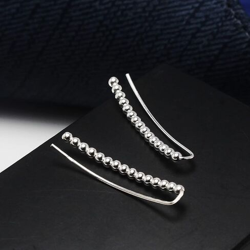Silverline Jewelry 925 Sterling Silver High Polished Beaded Crawler Climber Ear Cuff Earrings in Kuwait