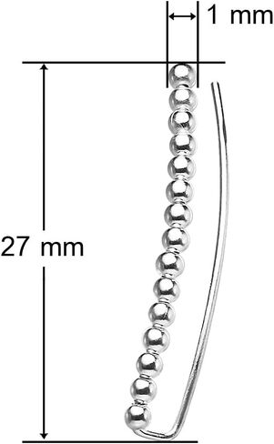 Silverline Jewelry 925 Sterling Silver High Polished Beaded Crawler Climber Ear Cuff Earrings in Kuwait