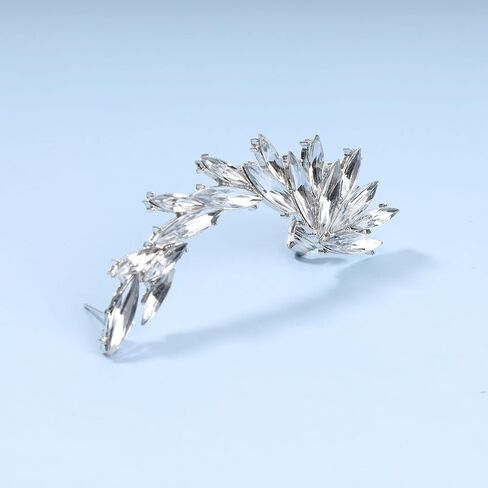 Allereyae Vintage Crystal Leaf Ear Cuff Earrings Rhinestone Leaf Ear Climber Earrings Boho Cz Leaf Ear Wrap Earrings Gold Sparkly Leaf Clip On Cuff Earrings Jewelry for Women and Girls (Gold) in Saudi Arabia