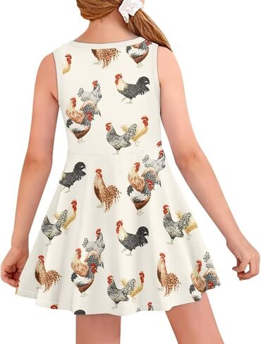 Hinthetall Girls Casual Dress Kids Summer Sleeveless Dresses Birthday Sundress Swing Outfit 3-16 Years in Saudi Arabia