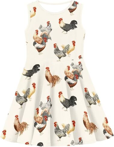 Hinthetall Girls Casual Dress Kids Summer Sleeveless Dresses Birthday Sundress Swing Outfit 3-16 Years in Saudi Arabia