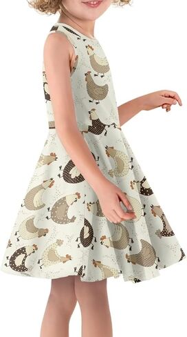 Hinthetall Girls Casual Dress Kids Summer Sleeveless Dresses Birthday Sundress Swing Outfit 3-16 Years in Saudi Arabia