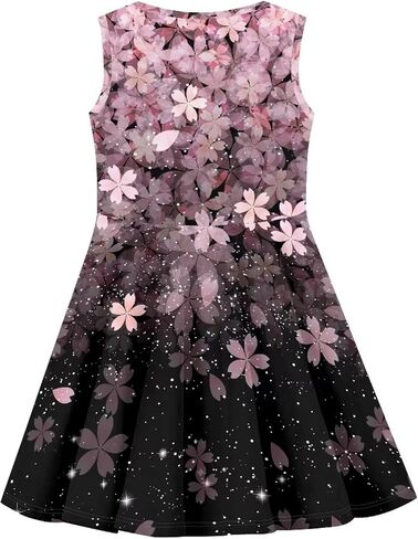 Hinthetall Girls Casual Dress Kids Summer Sleeveless Dresses Birthday Sundress Swing Outfit 3-16 Years in Saudi Arabia